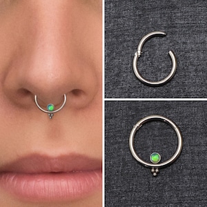 Anello del setto Grado di impianto in titanio, Gioielli Opal Daith, Gioielli del setto, Orecchino Daith, Cerchio clicker del setto, Daith Piercing, Daith Hoop