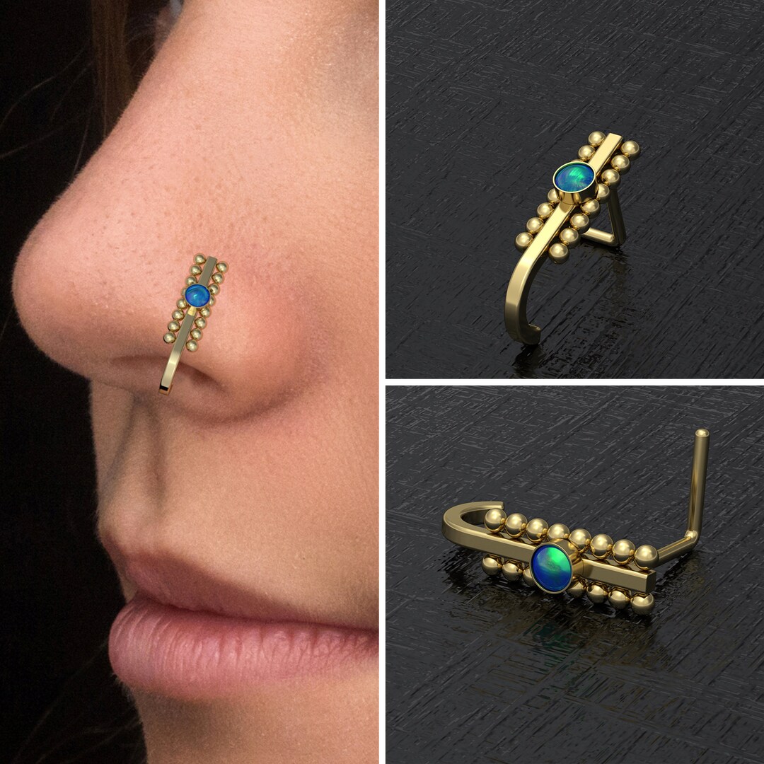 Opal Nose Stud Ring Surgical Steel Nose Ring Hoop 22g 20g 18g Etsy
