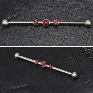 Surgical Steel Industrial Barbell 14g, Opal Industrial Piercing Jewelry, Scaffold Barbell, Straight Barbell Piercing, Industrial Bar