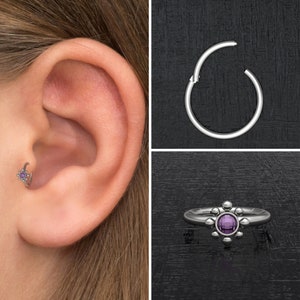 Cartilage Earring Hoop Titanium Implant Grade, CZ Helix Earring, Rook Piercing, Conch Jewelry, Tragus Piercing, Conch Clicker Ring