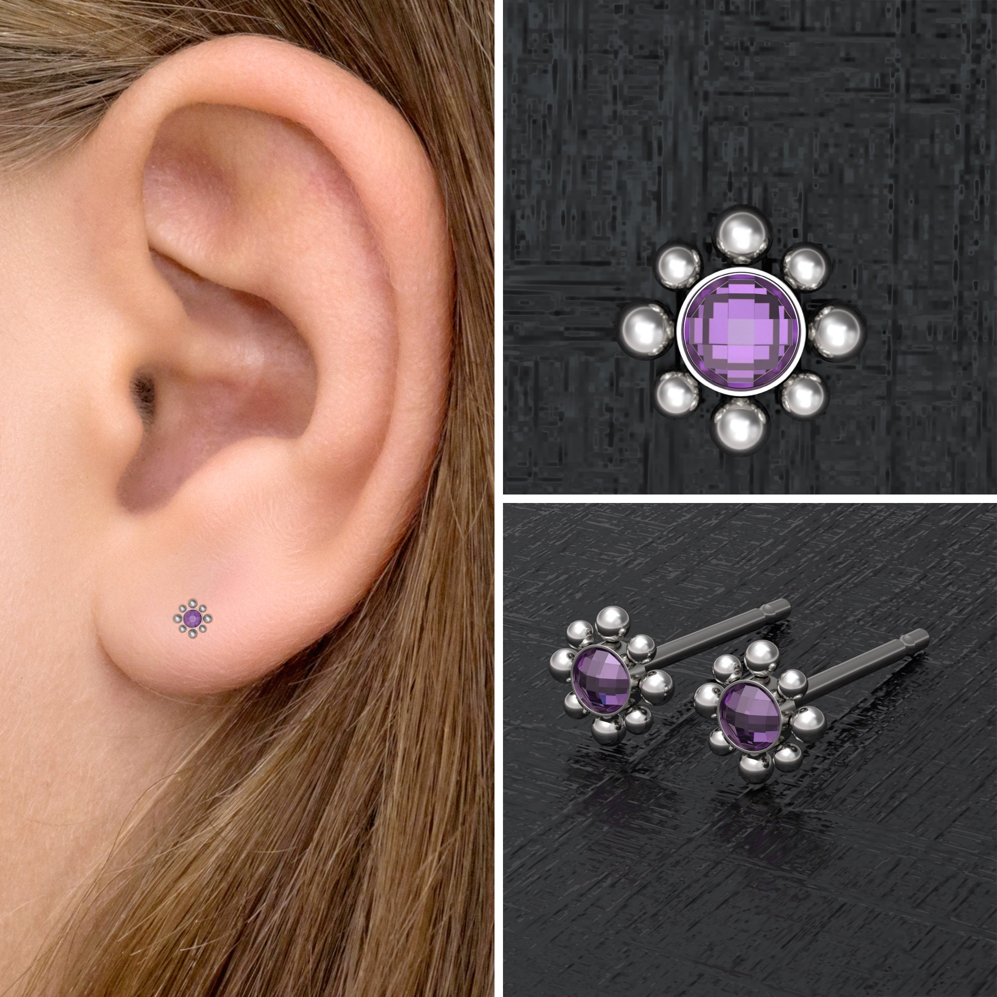 CZ Post Earrings Surgical Steel, Simple Stud Earrings, Push Back Earrings, Everyday Earring Studs, Shape Earrings, Small Stud Earring