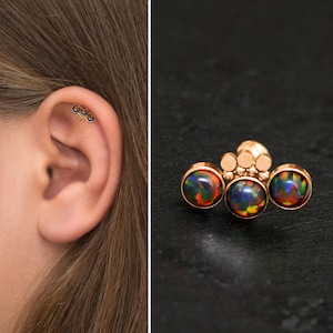 Cartilage Curved Bar Earring Surgical Steel, Opal Helix Curved Barbell Earring, Cartilage Piercing, Helix Piercing, Barbell Piercing