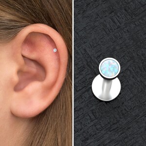 Titanium Tragus Stud, Cartilage Ring Opal, Helix Ring Implant Grade, Tragus Jewelry, Labret Earring, Cartilage Stud, Conch Piercing
