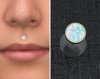 Bioflex Lip Ring Opal, Lip Jewelry, Medusa Piercing Jewelry, Monroe Piercing, Philtrum Jewelry, Labret Earring, Lip Stud 16g