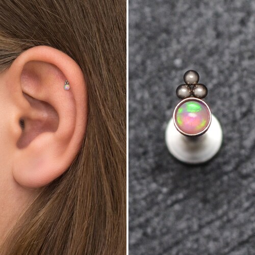 Bioflex Cartilage Curved Earring Opal Helix Earring Etsy