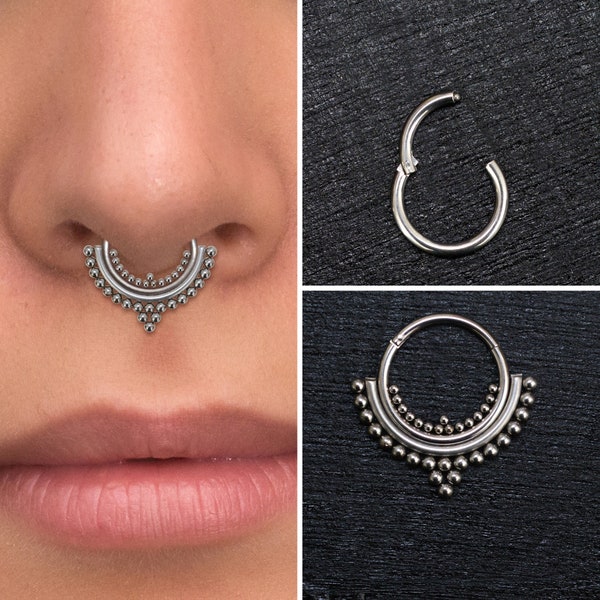 Titanium Septum Ring Clicker Earring, Daith Earring Implant Grade, Septum Jewelry, Septum Clicker Hoop, Daith Piercing, Daith Ring