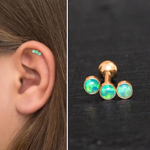 Opal Helix Curved Barbell Earring, Helix Piercing Surgical Steel, Cartilage Curved Earring, Barbell Piercing, Cartilage Earring Stud