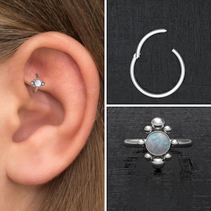 Acier chirurgical, boucle d'oreille tragus, anneau à cliquet, cliquet à hélice avant, piercing au tragus, conque, anneau de cartilage