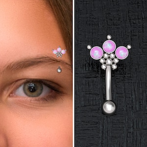 Bijoux de sourcil en acier chirurgical, Bijoux tour d&#39;opale, Boucle d&#39;oreille d&#39;haltères pour sourcils, Piercing d&#39;haltères incurvé, Barbell Rook 18 g 16 g 14 g, Anneau Rook