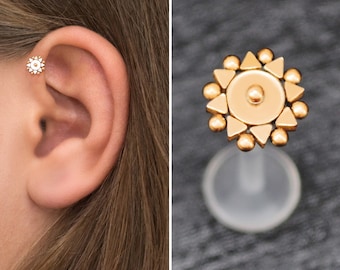 Pendiente de tragus de espalda plana Bioflex, perno de cartílago, anillo de hélice delantera, anillo de cartílago, pendiente labret, perno de pendiente de caracola