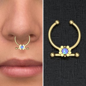 Surgical Steel Fake Septum Ring Opal, Fake Nose Ring Cuff, Faux Septum Piercing, Fake Nose Jewelry, Septum Cuff, No Pierce Nose Cuff