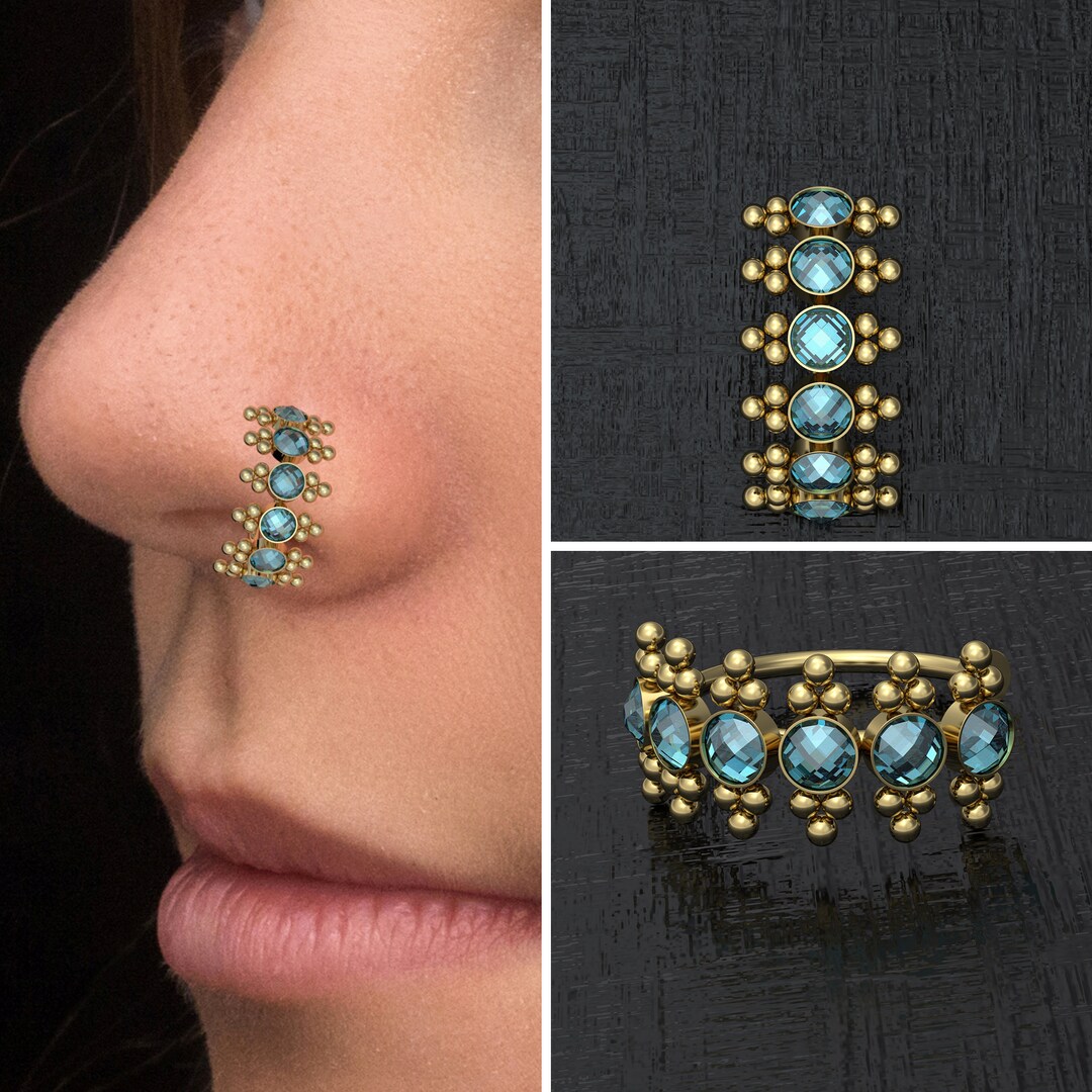 Fake Nose Ring Hoop CZ, Surgical Steel Nose Cuff, Cartilage Cuff, Ear