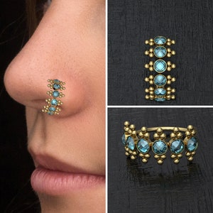 Fake Nose Ring Hoop CZ, Surgical Steel Nose Cuff, Cartilage Cuff, Ear Cuff, Faux Nose Jewelry, Indian Nose Ring, Nose Clip