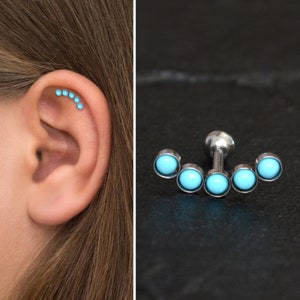 Surgical Steel Cartilage Curved Earring Turquoise, Helix Earring, Cartilage Stud Earring, Curved Bar Stud Earring, Barbell Earring