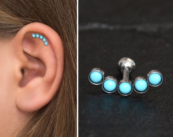 Surgical Steel Cartilage Curved Earring Turquoise, Helix Earring, Cartilage Stud Earring, Curved Bar Stud Earring, Barbell Earring