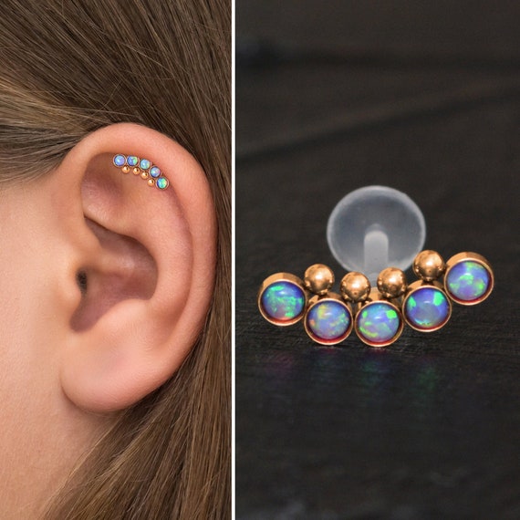 Bioflex Cartilage Curved Earring Opal Helix Earring Cartilage Stud Earring Curved Bar Stud Earring Barbell Earring Etsy UK