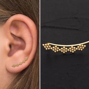 Boucles d'oreilles épingles d'oreilles en acier chirurgical, boucles d'oreilles grimpeur d'oreilles, boucles d'oreilles sur chenilles, oreilles de vigne, balayage d'oreilles, boucles d'oreilles d'escalade, clous d'oreilles incurvés