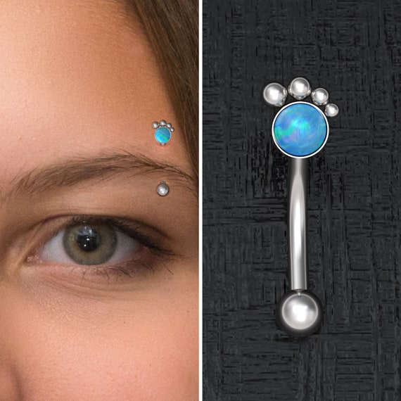 Opal Rook Piercing Surgical Steel Rook Barbell Ring Eyebrow Ring Rook Jewelry Eyebrow Piercing Eyebrow Bar Curved Bar 18g 16g 14g Etsy Canada