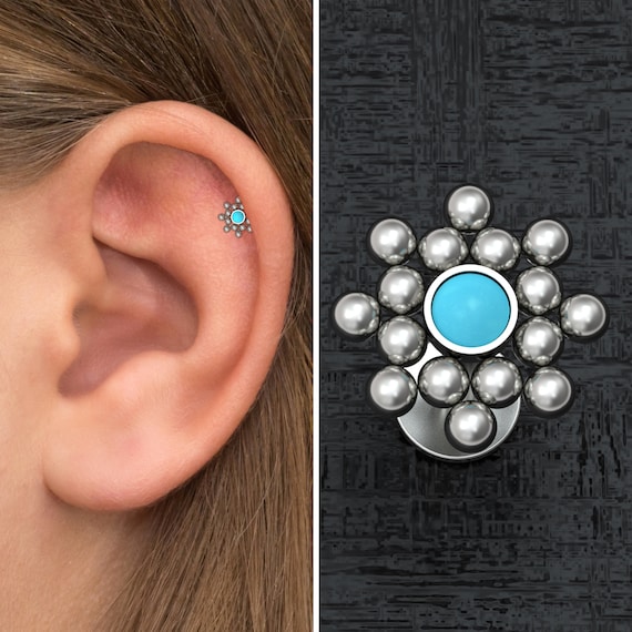 Turquoise tragus stud sale
