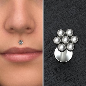 Medusa Lip Ring Titanium, Lip Jewelry 16g, Monroe Piercing Jewelry, Philtrum Labret Piercing, Flat Back Stud, Lip Piercing