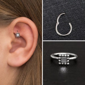 Tragus Jewelry, Surgical Steel Cartilage Earring Hoop, Conch Earring, Forward Helix Earring, Rook Ring, Cartilage Clicker Ring
