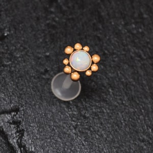 Orecchino A Bottone In Cristallo Viola: Anello Per Cartilagine Con Retro Piatto In PVD Nero - Italia - Foto 4