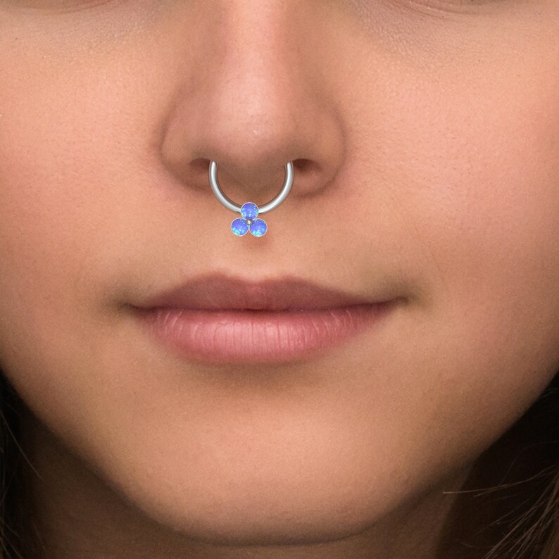 Septum Hoop Septum Clicker Hoop Daith Hoop Septum Jewelry Daith Jewelry Opal Septum Ring Surgical Steel Daith Clicker Earring