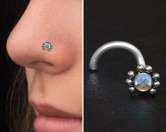 Nose Screw Stud Titanium Implant Grade, CZ Nose Stud Ring, Nose Bone, Nose Earring, Nose Pin, Nose Piercing 22g 20g 18g 16g