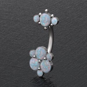Anneau de nombril en acier chirurgical opale, anneau de nombril 16 g 14 g, piercing au nombril, piercing au ventre, piercing avec haltères incurvés, piercing