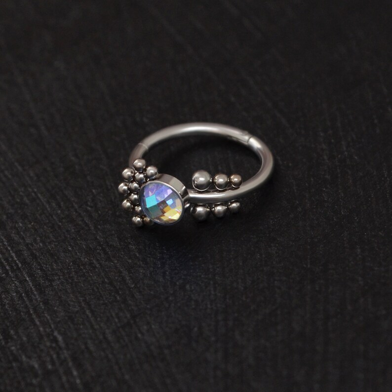 Conch Piercing CZ Cartilage Piercing Rook Piercing Implant Grade Clicker Hoop Forward Helix Piercing Titanium Tragus Earring Hoop
