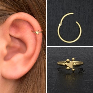 Cartilage Earring Hoop Surgical Steel, Forward Helix Earring, Rook Piercing, Conch Jewelry, Tragus Piercing, Conch Clicker Ring