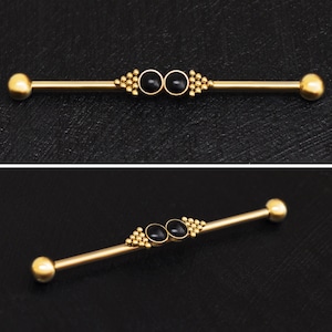 Onyx Industrial Piercing Jewelry Surgical Steel, Industrial Barbell 14g, Straight Barbell Jewelry, Scaffold Barbell, Industrial Bar