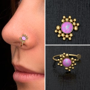 Fake Nose Ring Opal, Nose Cuff Surgical Steel, Ear Cuff, Fake Nose Hoop, Clip On Nose Ring, Fake Piercing, Cartilage Cuff