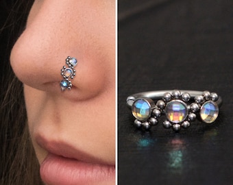 Chirurgenstahl Nasenohrring CZ, Nasenpiercing, Nasenring Hoop, Nasenschmuck, Nasenloch Piercing 22g 20g 18g