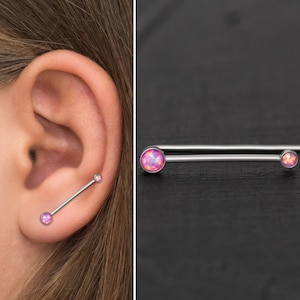 Up The Ear Earrings Surgical Steel, Opal Ear Climber Earrings, Vine Earrings, Ear Pin, Ear Sweep, Climbing Earring, Curved Stud Earring