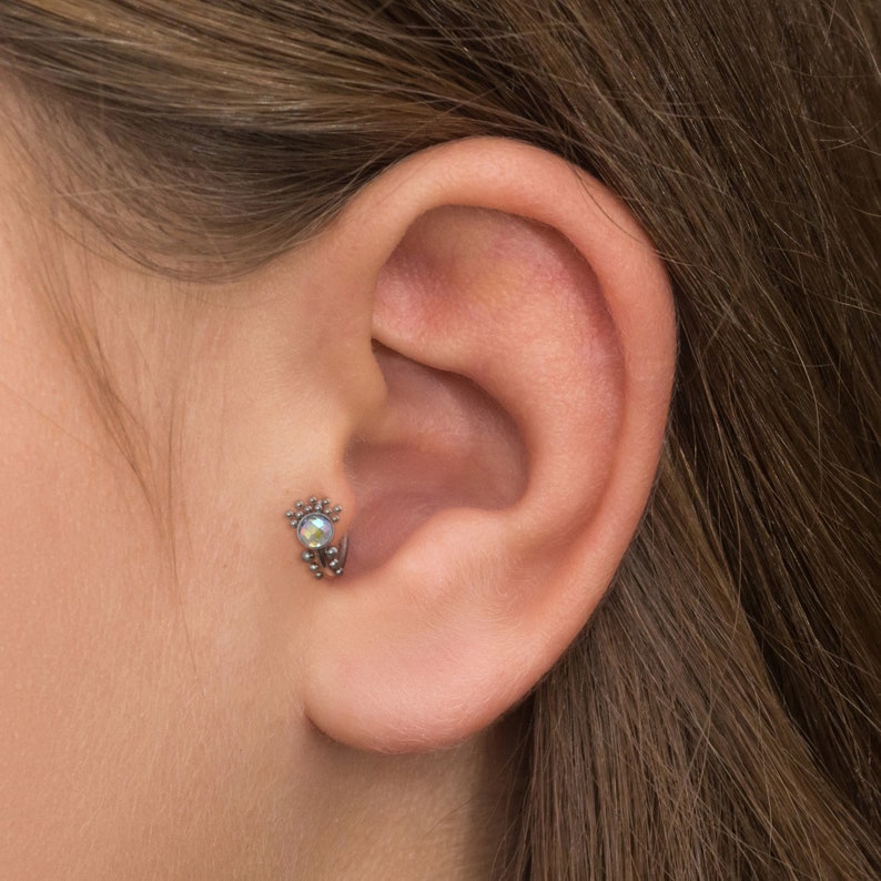 Conch Piercing CZ Cartilage Piercing Rook Piercing Implant Grade Clicker Hoop Forward Helix Piercing Titanium Tragus Earring Hoop
