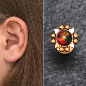 Opal Cartilage Piercing Surgical Steel, Tragus Earring, Conch Piercing, Labret Stud, Tragus Jewelry, Forward Helix Stud, Labret Ring