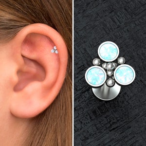 Opal Cartilage Piercing Titanium, Tragus Earring Implant Grade, Conch Piercing, Labret Stud, Tragus Jewelry, Helix Stud, Labret Ring