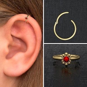 Cartilage Piercing Surgical Steel, CZ Rook Jewelry, Tragus Earring Hoop, Conch Hoop, Forward Helix Hoop, Cartilage Clicker Earring