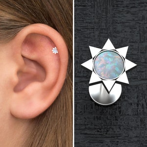 Surgical Steel Forward Helix Earring Stud, Opal Conch Earring, Tragus Stud, Cartilage Piercing, Tragus Piercing, Labret Stud Earring