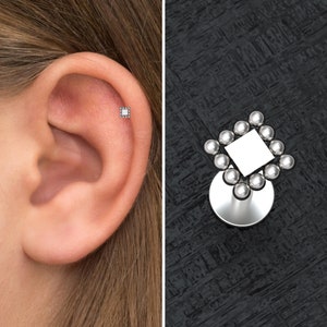 Tragus Stud Surgical Steel, Tragus Ring, Forward Helix Piercing, Conch Stud, Labret Piercing, Flat Back Cartilage Earring Stud