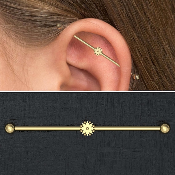 14ga Surgical Steel Screw Design Straight Industrial Barbell 14ga Surgical Steel Screw Design Straight Industrial Barbell