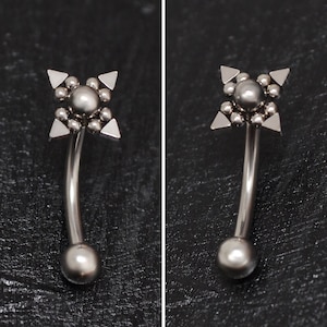 Piercing para cejas de acero quirúrgico, piercing Rook, piercing de barra curva de 18 g, 16 g y 14 g, aro para cejas, piercing Rook, barra para cejas