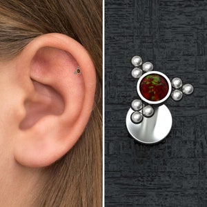 Titanium platte achterkant tragus oorbel implantaat kwaliteit, kraakbeen Stud Opaal, voorwaartse Helix ring, kraakbeen ring, Labret oorbel, conch oorbel
