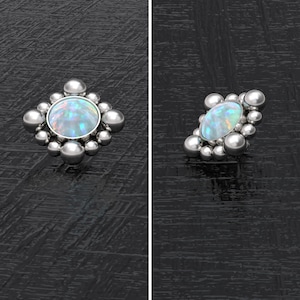 Opal Dermal Jewelry Surgical Steel, Dermal Piercing 16g 14g, Internally Threaded Dermal Top, Dermal Anchor Top Body Piercing Jewelry