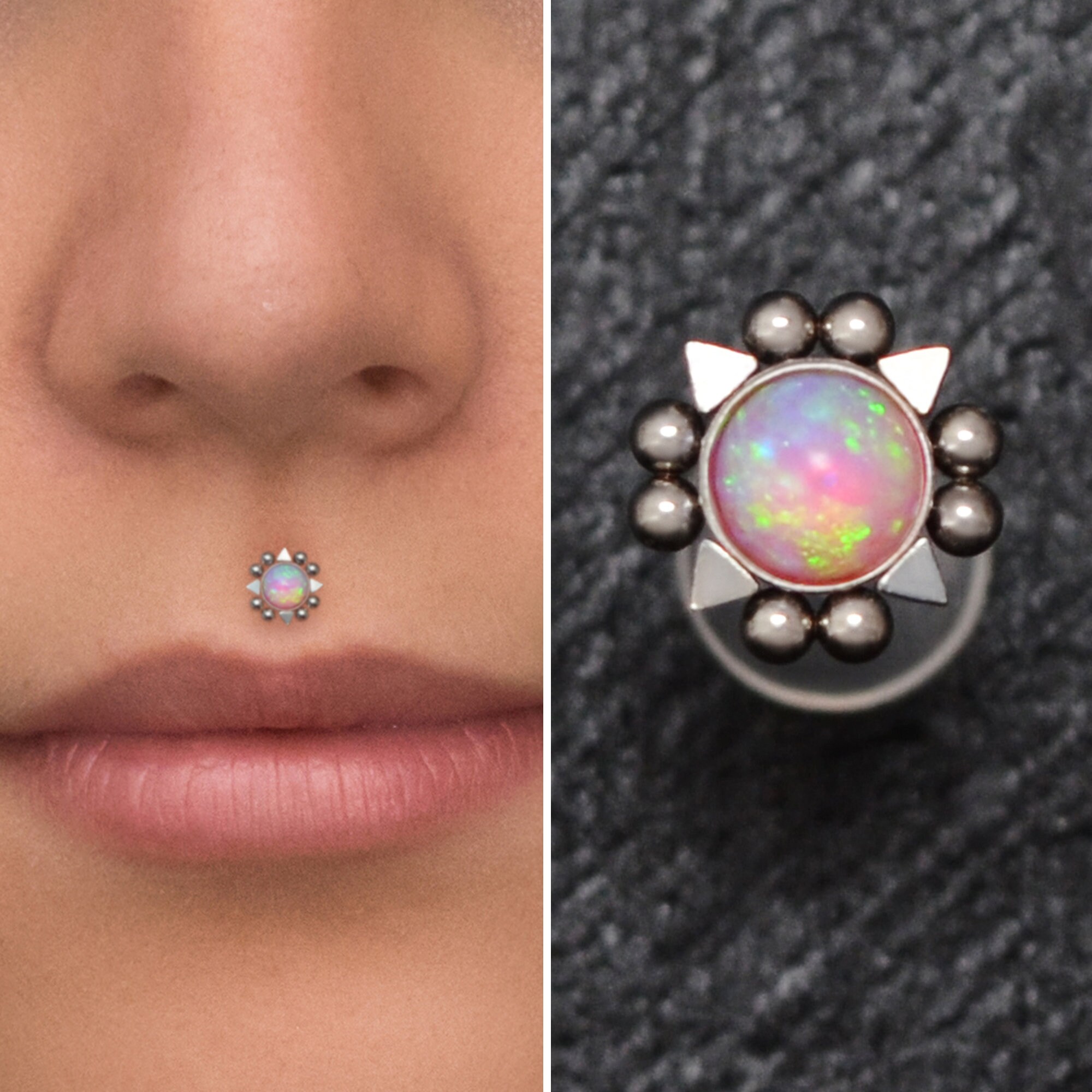 thumbnail image 2 of Gold Plated 316L Surgical Steel Opal Captive Bead Ring – Nose, Lip, Ear Cartilage 2 of 5