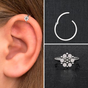 Surgical Steel Tragus Earring Hoop, Cartilage Piercing, Rook Piercing, Forward Helix Piercing, Conch Piercing, Rook Clicker Hoop