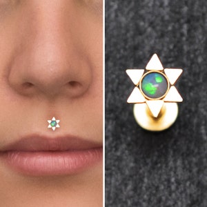 Opal Lip Labret, Medusa Piercing Surgical Steel, Labret Jewelry, Medusa Labret Earring, Monroe Lip Ring, Philtrum Jewelry, Lip Stud