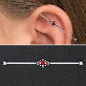 CZ Industrial Barbell Titanium Implant Grade, Gerüstohrring, Industrial Schmuck 14g, Straight Barbell Schmuck, Industrial Piercing