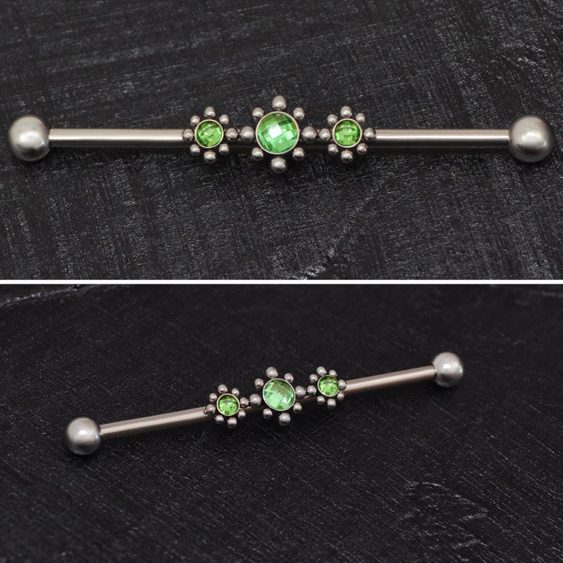 Titanium Industrial Barbell 14g Straight Barbell Piercing Scaffold Barbell CZ Industrial Piercing Jewelry Implant Grade